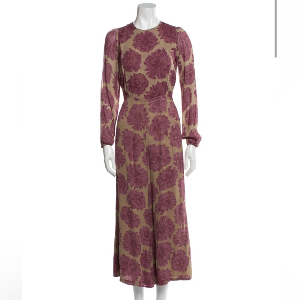 Reformation Mauve and Beige Floral Jumpsuit